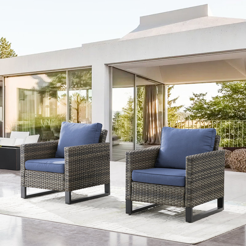 Ingvald Outdoor Lounge Chair, Gray, Blue