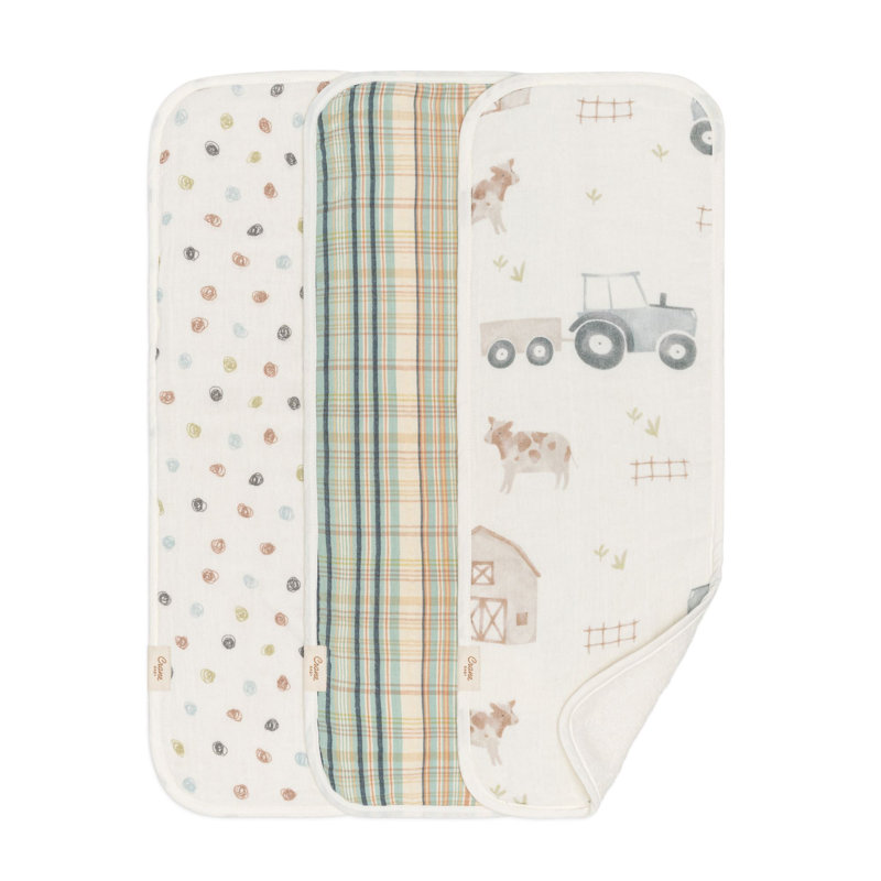 3-pc. Tractor Burp Cloth Set
