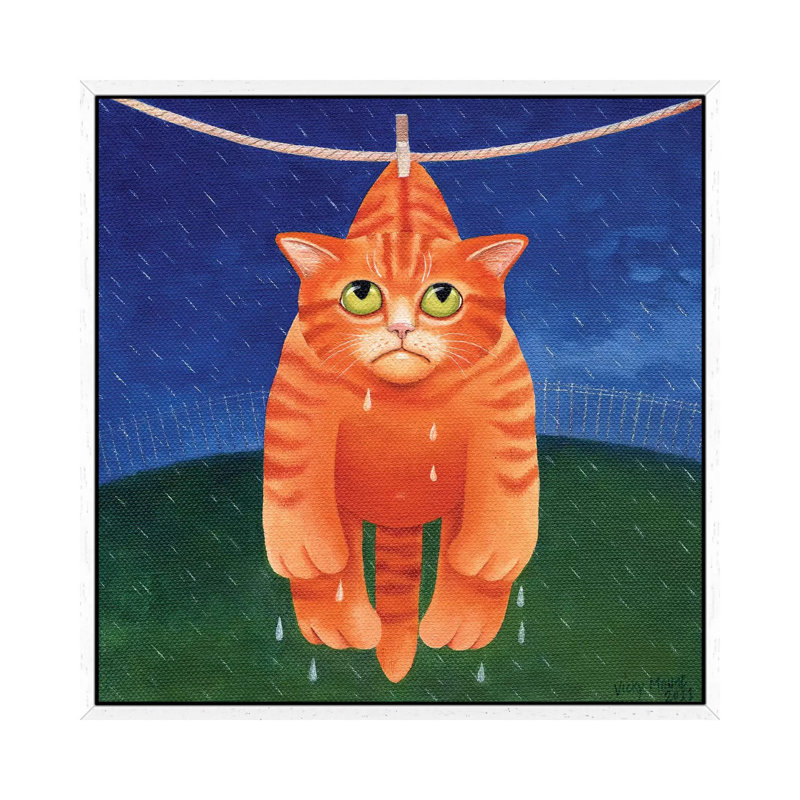 Drying In The Rain by Vicky Mount - Painting on Canvas, 66.04 cm H x 66.04 cm W, White Framed