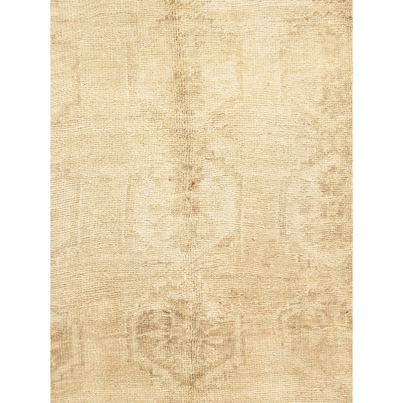Vintage One-of-a-Kind Rectangle 7'8" X 12'2" 1940s Wool Area Rug in Beige
