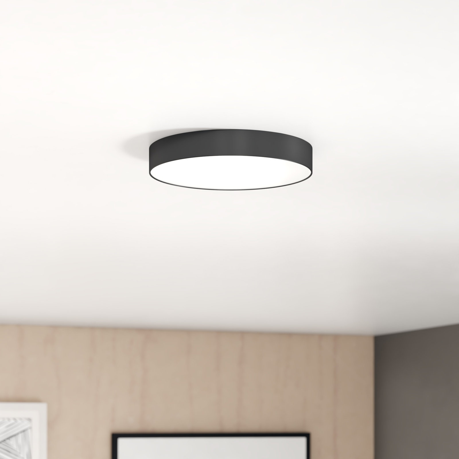 Warrenton Single Light Acrylic LED Flush Mount, 0.75" H x 5" W x 5" D, Black