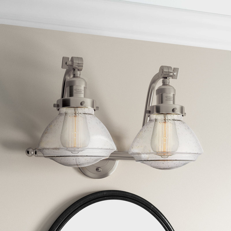 Éclairage pour salle de bain 2 lumières Chesterville, Ampoule incandescente rétro de 60 watts, Grainé, Nickel satiné brossé