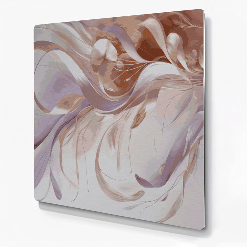«Lyrical Abstraction 73», art mural en métal beige, H 12 po x l 12 po