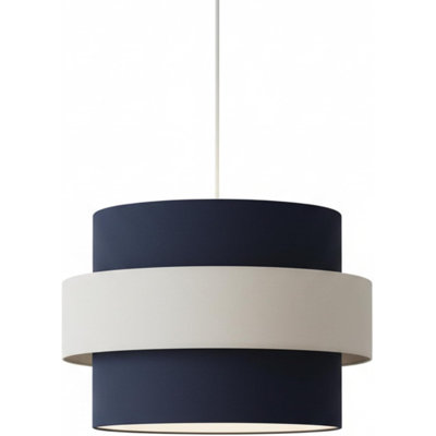 Double Layer Drum Shade 30cm Dia' - Cream and Grey
