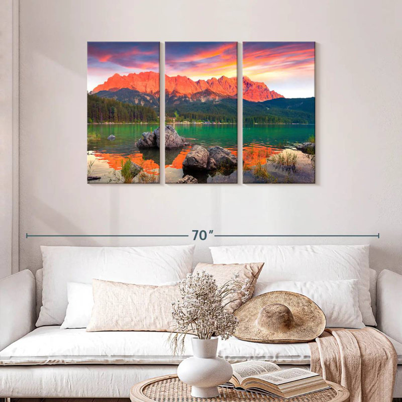 Alvord Eibsee Lake Mountain Scene, 28" H x 45" W