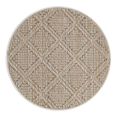 Geometric Machine Made Power Loom Polypropylene Plastic Indoor/Outdoor Area Rug in Khaki