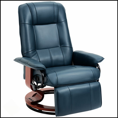Faux Leather Manual Recliner With Swivel Wood Base, Perfect For Comfort And Style In Compact Spaces.