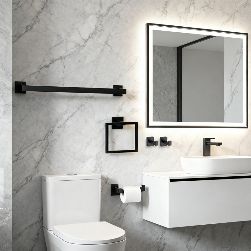 5 Piece Bathroom Hardware Set (set Of 5), Matte Black