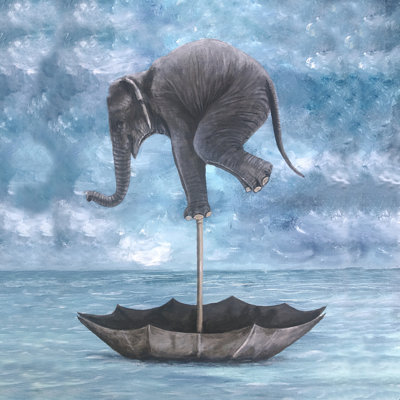 Éléphant en équilibre - peinture sur toile tendue