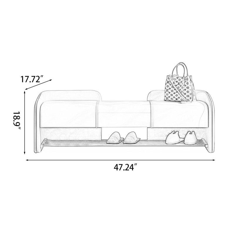 Banc de rangement rembourré pour chaussures, Beige
