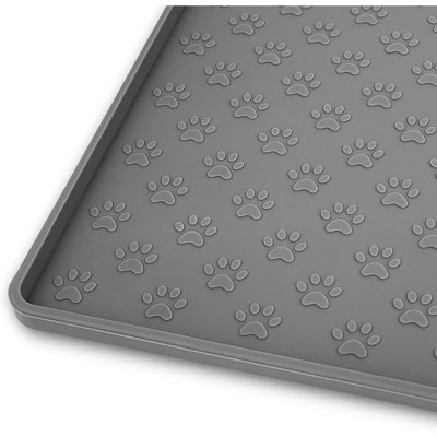 Silicone Pet Placemat For Dogs And Cats – Waterproof Non-slip Feeding Mat For Food And Water Spill Protection, Easy-clean Bowl Mat For Small, Medium And Large Pets – Grey
