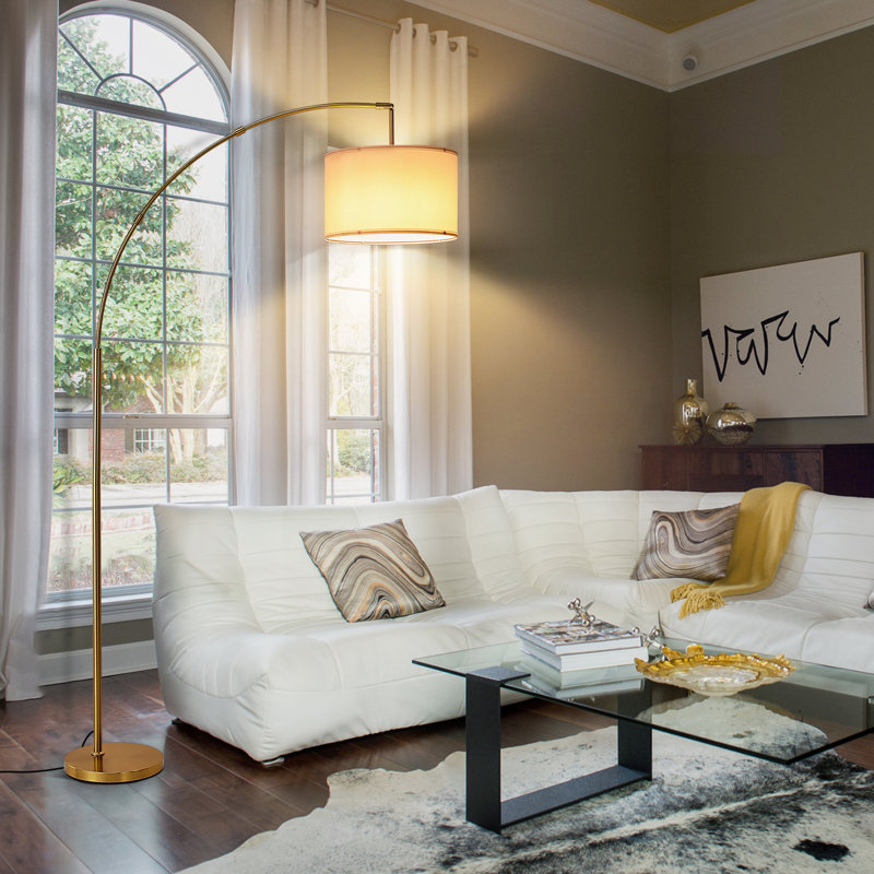 Heinzdieter 68.11'' Dimmable Arched/Arc Floor Lamp with Remote, Gold