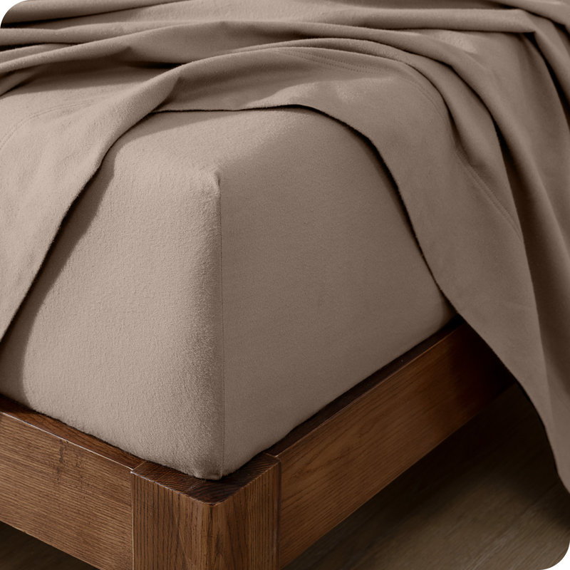 Flannel Machine Woven Sheet Set, Taupe, Queen Sheet Set with 2 Pillowcases
