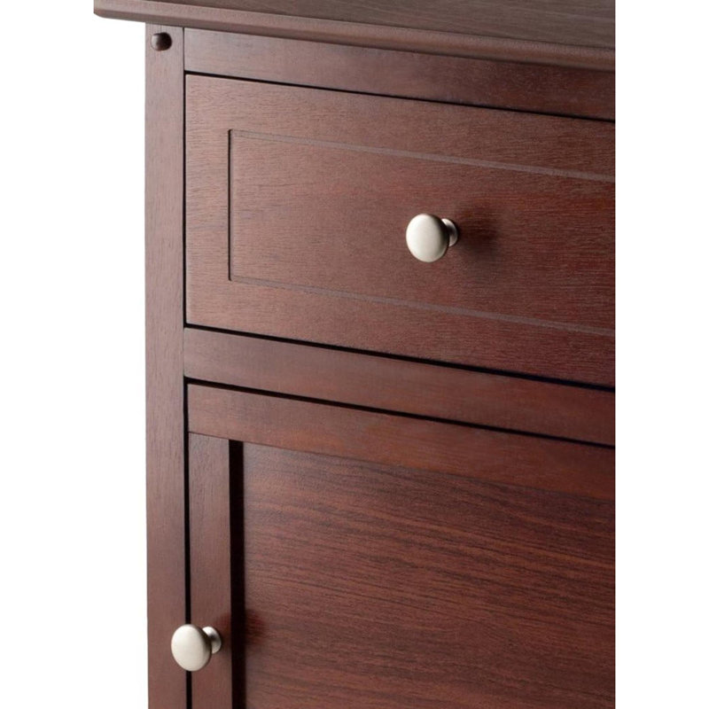 Table de chevet 1 tiroir avec armoire au fini noyer, H 25 po x l 18,9 po x P 14,96 po, Brun