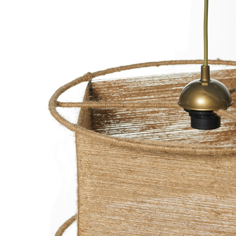 Luminaire suspendu tambour 1 lumière, H 25,6 po x l 11,8 po x P 11,8 po, Beige, Or