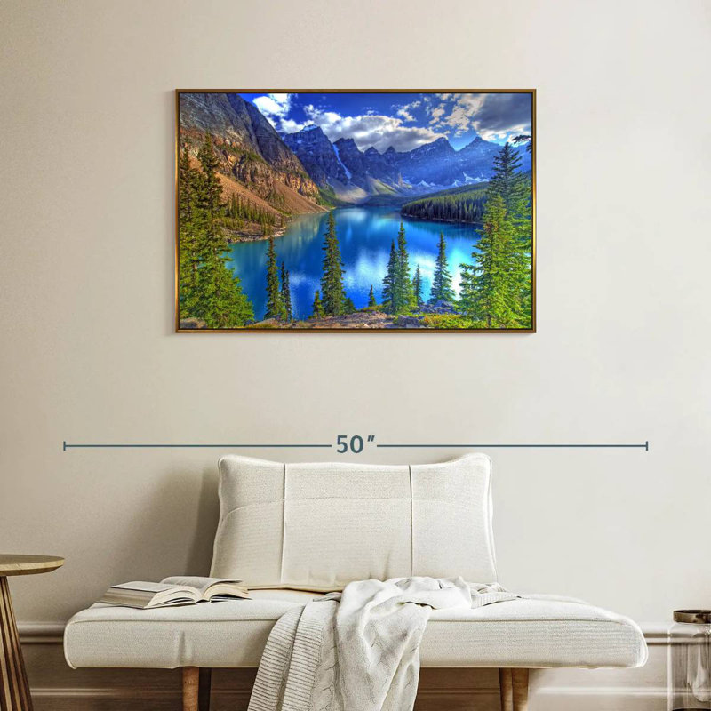 Lac Banff, Cadre flottant doré, 37 po x 25 po