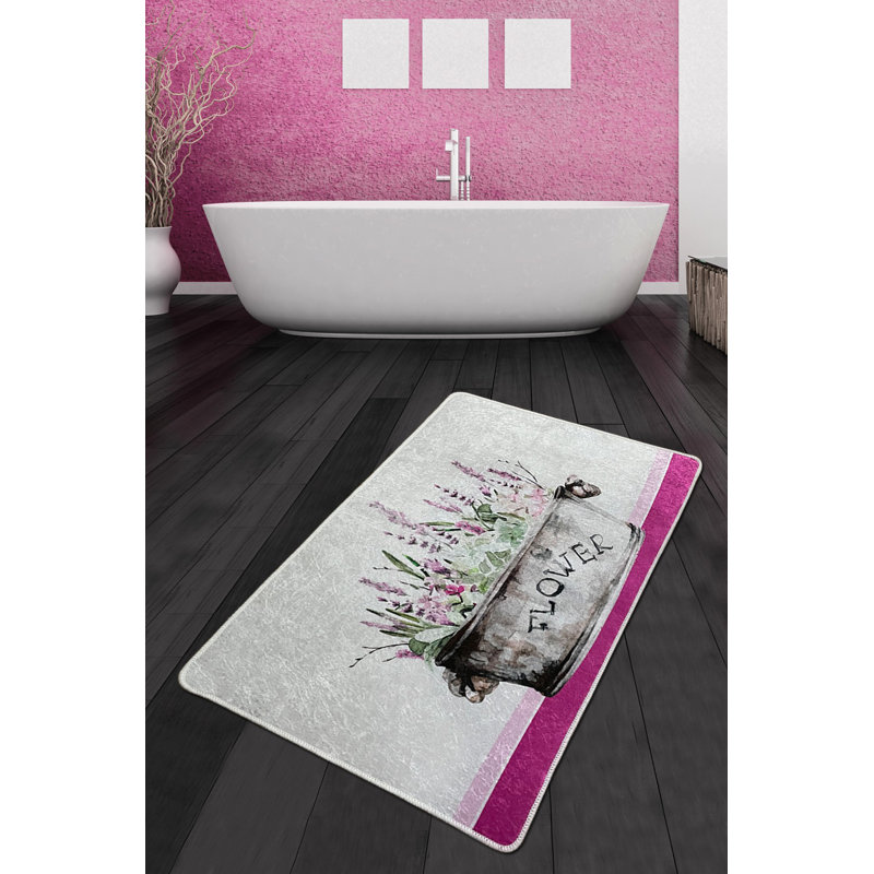 Tapis de bain antibactérien, antidérapant, 2,3 x 4,0 pieds | 100% polyester, hauteur des poils: 0,4 pouce, 20,5 oz / pied carré | Lavable à la machine, facile d'entretien, parfait pour la sécurité et le confort de la salle de bain | Durable et élégant pour la maison