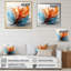Fractal, plume d'ambre orange et turquoise I - art mural de plumes pour le salon-1000057323-1000057302-958879661