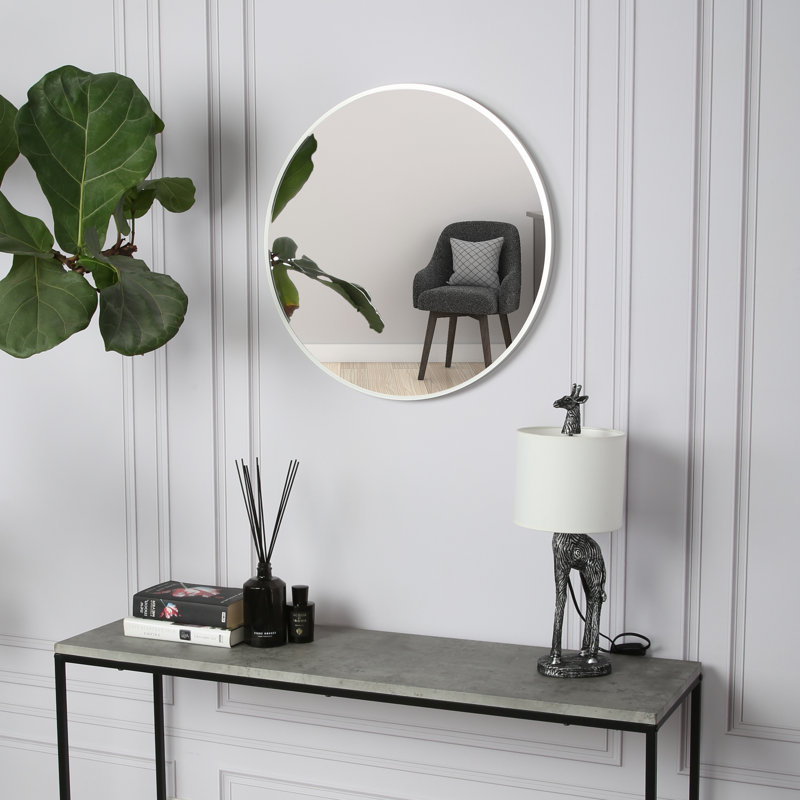 Sasheer - Round Framed Wall Mounted Mirror, 80cm H x 80cm W, Silver