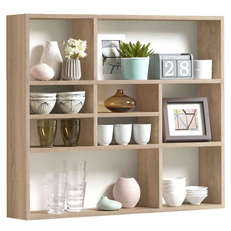 FMD Wall-mounted Shelf with 9 Compartments Old Style Dark Matera, Oak