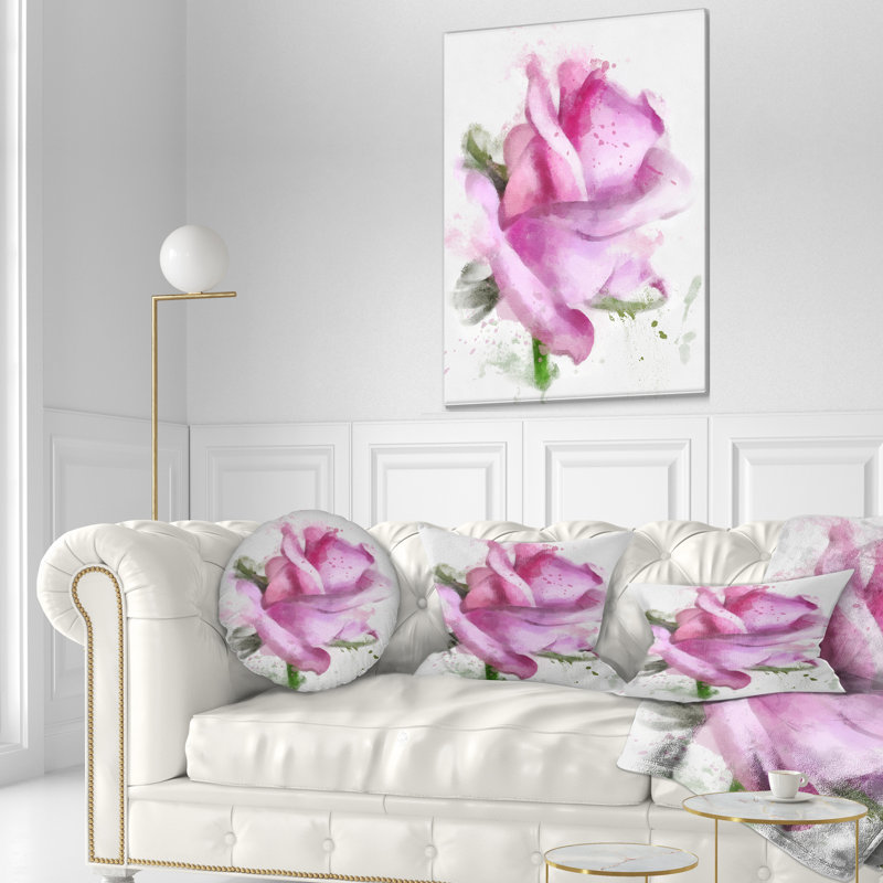 Coussin lombaire en aquarelle de rose floral