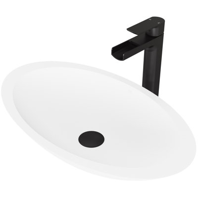 Lavabo de salle de bain vasque ovale blanc mat Stone ™ avec robinet H 10 po L 23 po x l 14 po x H 4 po Wisteria