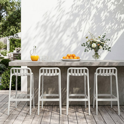 Tabouret de bar 29,5 po, tabouret de comptoir en plastique toutes saisons avec dossier pour l'extérieur, l'intérieur, l'îlot de cuisine, le balcon, sans outil