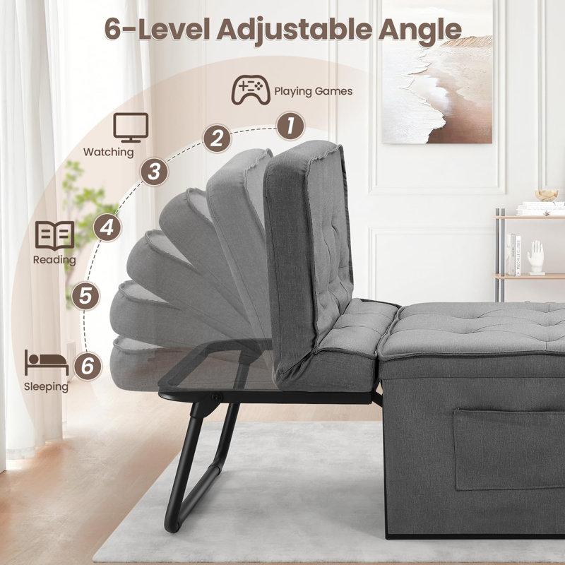 4 In 1 Multi-Function Sleeper Sofa, Gray