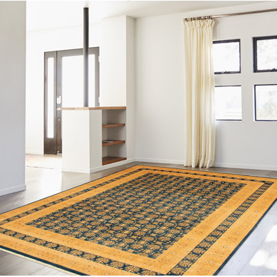 Yaak One-of-a-Kind Rectangle 9'11" X 13'11" New Age Wool Area Rug in Navy Blue
