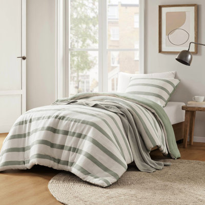 Ensemble de couette et taie d'oreiller 2 pièces pour lit simple/twin XL, rayures teintes, confort toutes saisons, lavable à la machine, 2 rayures teintes pour tous usages.