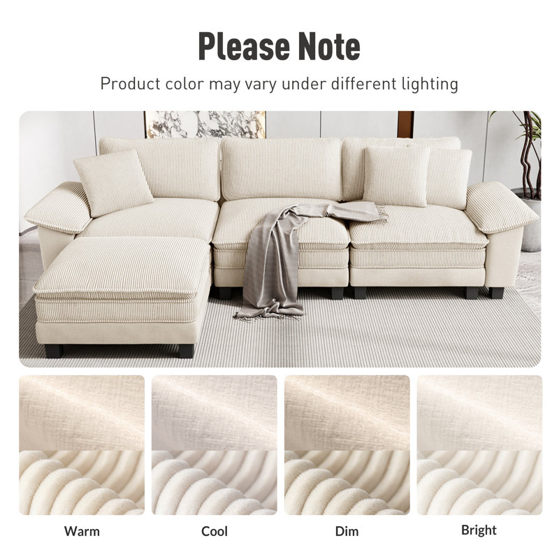 Fauteuil 53,5 po Comfy Cloud Couch, Chenille / velours côtelé beige
