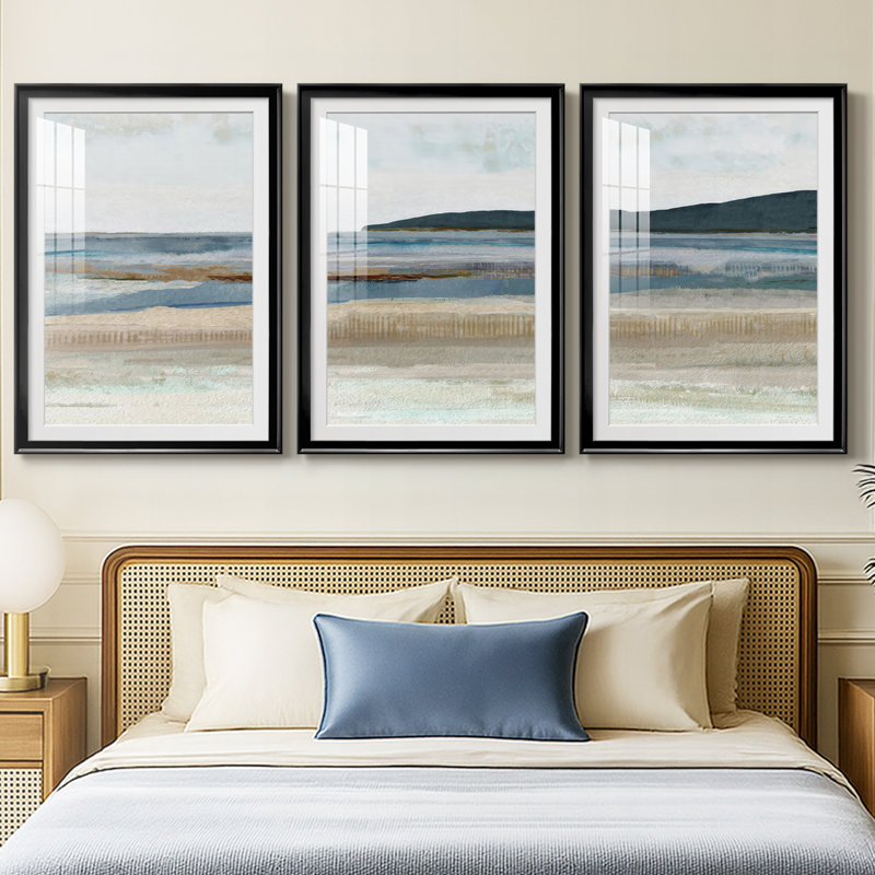 Saltwater Bay I - Impression personnalisée de qualité supérieure avec passe-partout - 3 pièces, H 21 po x l 30 po, Noir