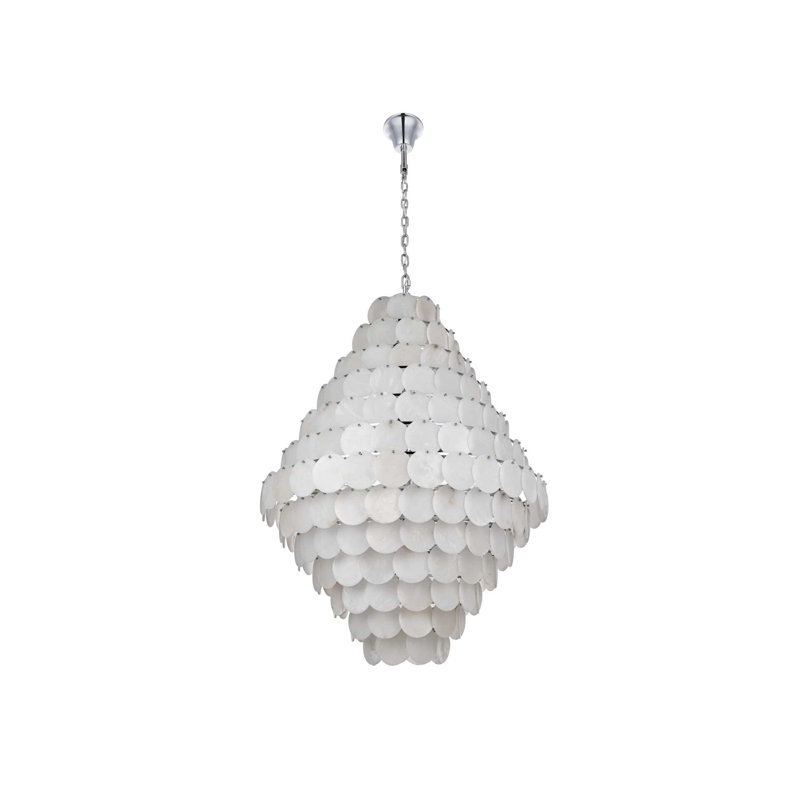 Lustre en albâtre de 48 pouces Ikeny, Chrome chrome