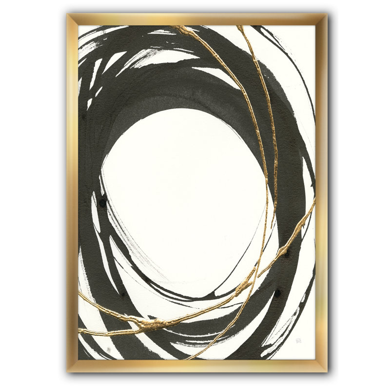 « gold glamour circle ii »-reproduction d’image sur toile, H 40 po x l 30 po x P 1,5 po, Cadre doré