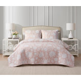  CEDAR COURT Rosewood Estate Pink Soft Woven Matelasse Jacquard Cotton Blend Quilt Set