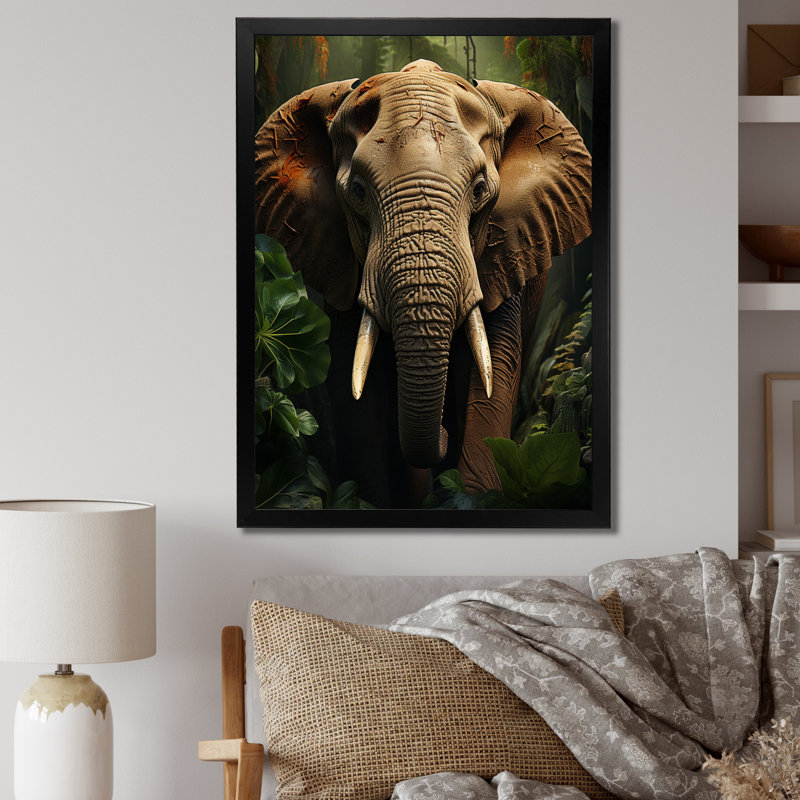 «Terumi African Elephant Majesty II», reproduction sur toile, H 20 po x l 12 po x P 1 po, Cadre photo noir simple