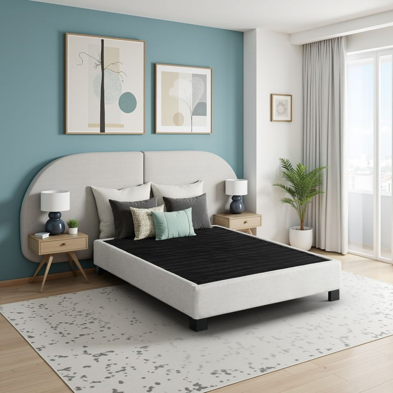 Oatmeal Modern Queen Bed