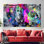 Black Framed Colorful Abstract Currency Design Cotton Canvas Ideal for Professional Office Decor