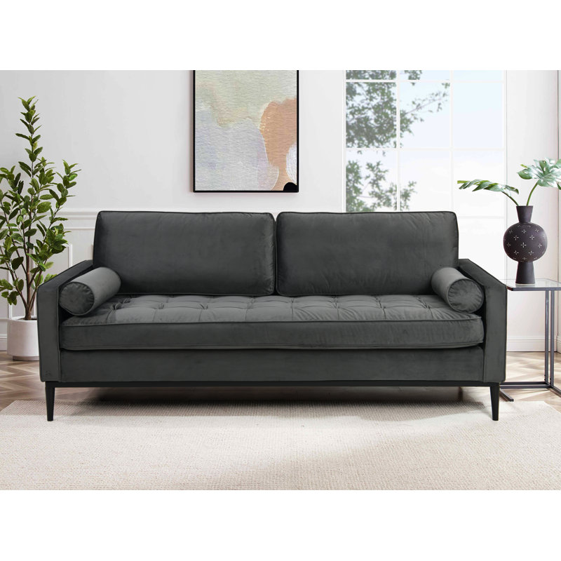 Birchanger 3 Seater Velvet Sofa, Grey