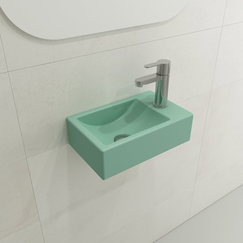 BOCCHI Milano 9.06'' Fireclay Rectangular Bathroom Sink, Matte Mint Green