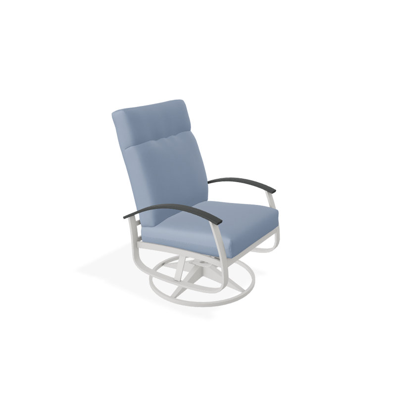 Chaise berçante pivotante réglable avec coussins Askar, Ciel 42A, Graphite classique P30, Neige texturée