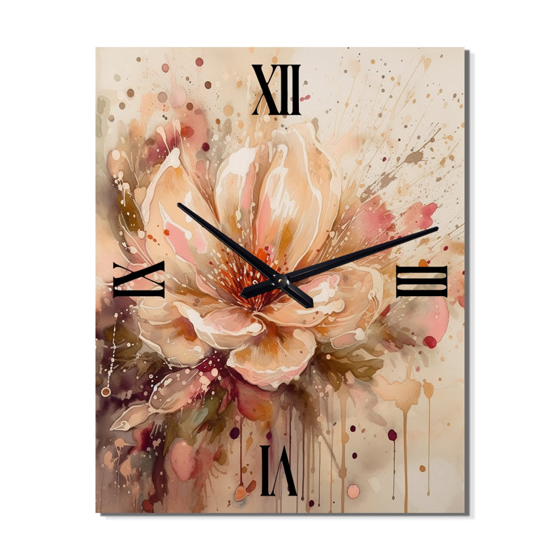 Jardena - Horloge murale pivoine florale, H 32 po x l 24 po x P 1 po