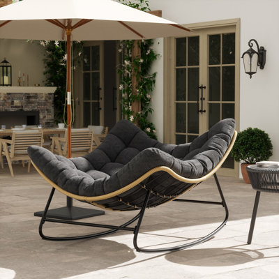 Très grande chaise berçante d'extérieur Papasan avec coussin