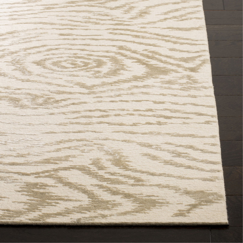 Martha Stewart Hand-Tufted Wool/Silk Beige Area Rug, Rectangle 5'6" x 8'6"