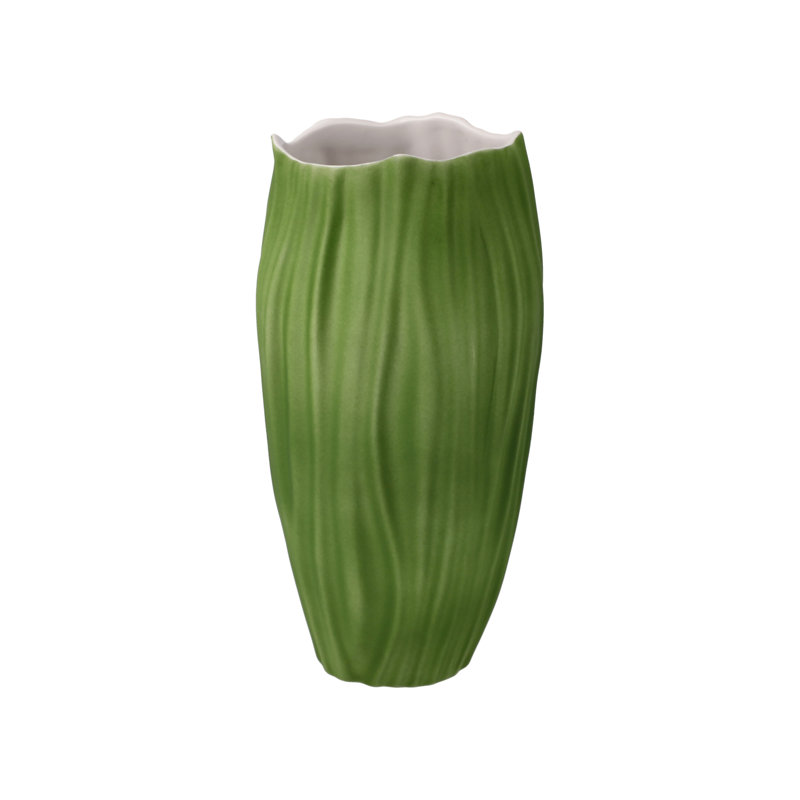 Handmade Made Of Biscuit Porcelain Table Vase, Green, 20cm H x 10cm W x 10cm D