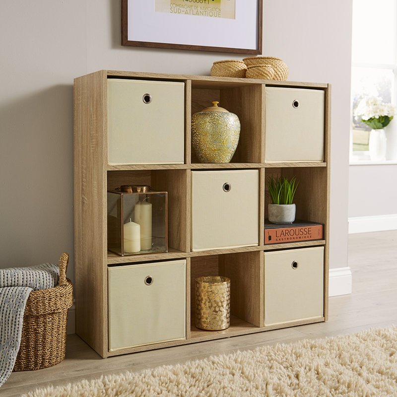 Stenberg 90cm H x 90cm W Cube Bookcase, Oak