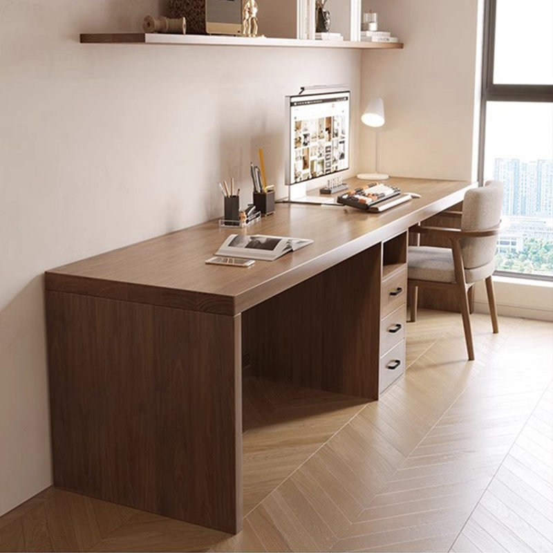 Bureau rectangulaire en bois massif noyer clair, H 29,53 po x l 55,12 po x P 23,62 po