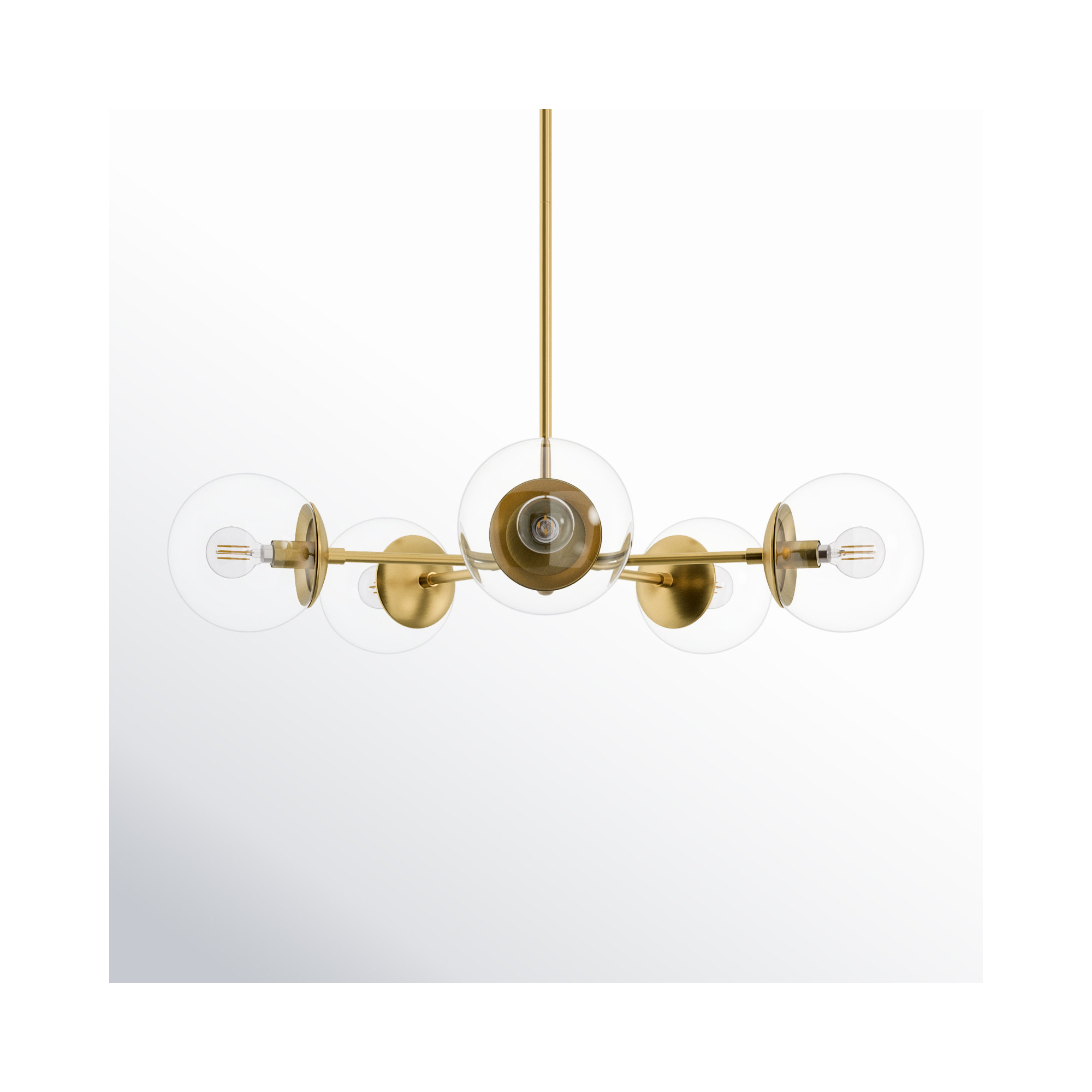 5 - Light Metal Dimmable Sputnik Chandelier, Brushed Bronze