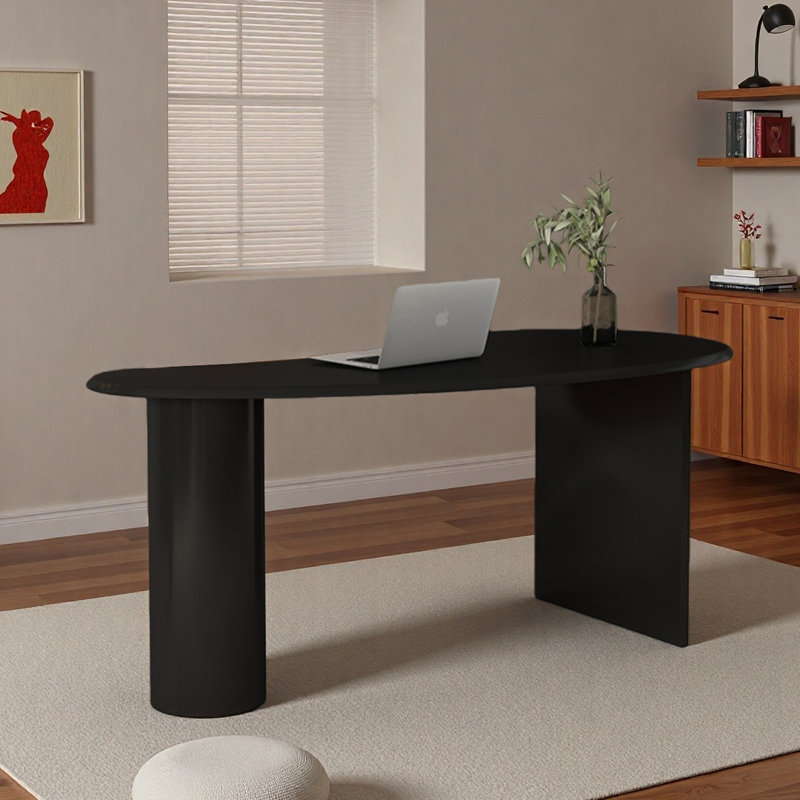 Bureau courbé Nordic Modern, H 29,5 po x l 63 po x P 27,6 po, Noir