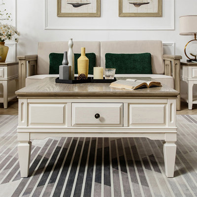Table basse carrée en bois massif blanc